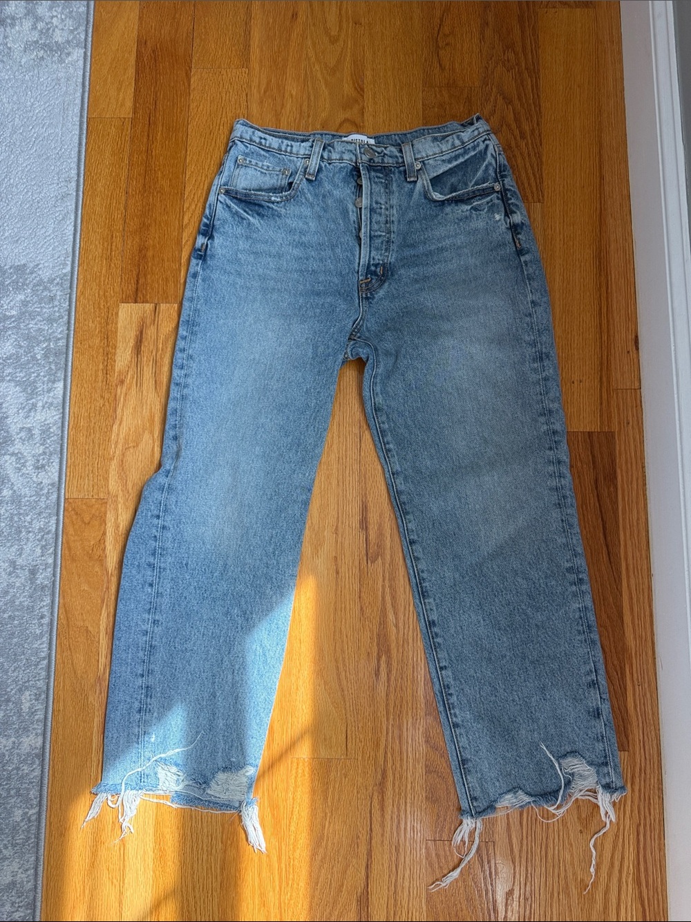 pistola Light Blue High-Rise Cropped Straight Jeans